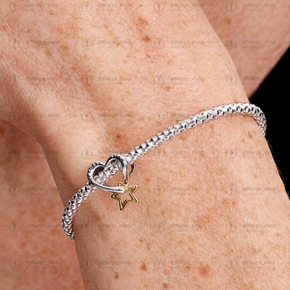 Pandora Lucky Star & Heart Charm|Pendant|Two-tone - Picture 2 of 2